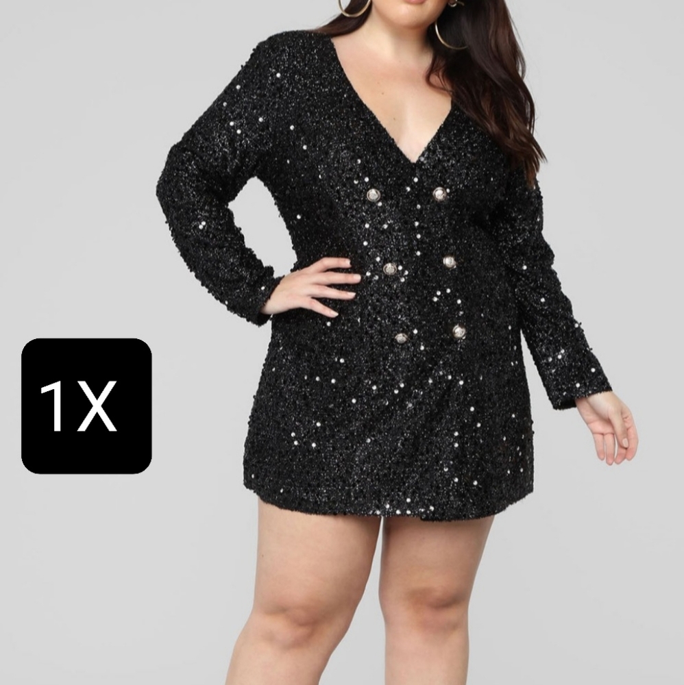 (NEW) Black Shinning Sparkle Mini Romper 1X